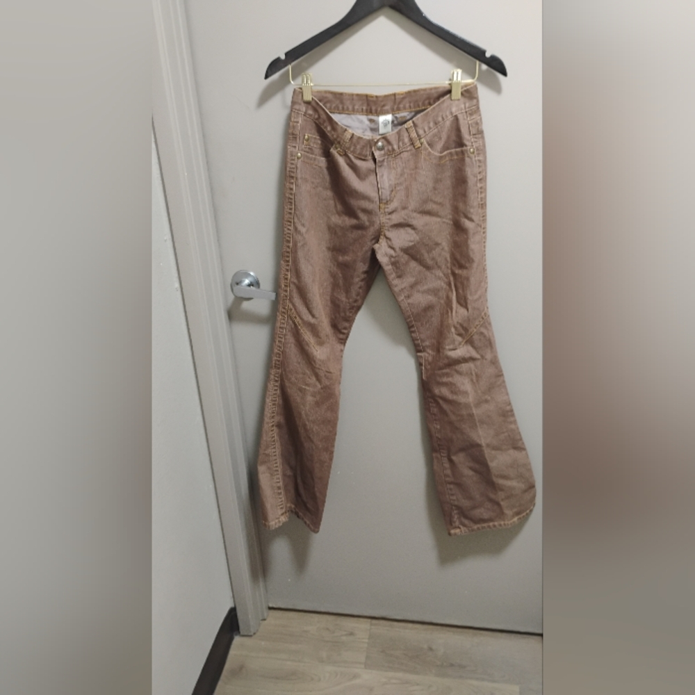 Prana Womens Tan Flare Denim Jeans Sz Small